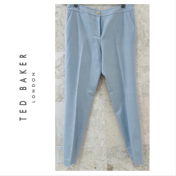 TED BAKER {S} Pants Baby Blue Flat Front Trousers - Picture 1 of 16